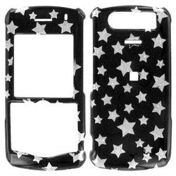 Wireless Emporium, Inc. Blackberry Pearl 8120/8130 Black w/Glitter Stars Snap-On Protector Case Faceplate