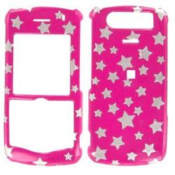 Wireless Emporium, Inc. Blackberry Pearl 8120/8130 Hot Pink w/Glitter Stars Snap-On Protector Case Faceplate
