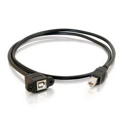 CABLES TO GO Cables To Go USB 2.0 Panel Mount Cable - 1 x Type B USB - 1 x Type B USB - 1ft - Black