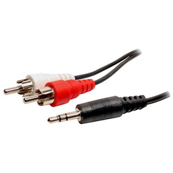 CABLES UNLIMITED Cables Unlimited 25ft 3.5mm to 2 RCA Cable - 1 x Mini-phone Stereo - 2 x RCA Stereo - 25ft - Beige