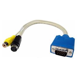 CABLES UNLIMITED Cables Unlimited 5in VGA to S-Video or RCA Adapter - 4-pin mini-DIN Female S-Video and RCA Female to 15-pin HD-15 Male