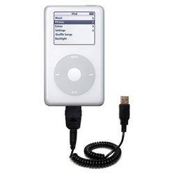 Gomadic Coiled USB Cable for the Apple iPod 4G 20GB with Power Hot Sync and Charge capabilities - Br