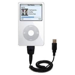 Gomadic Coiled USB Cable for the Apple iPod Video (30GB) with Power Hot Sync and Charge capabilities - Gomad