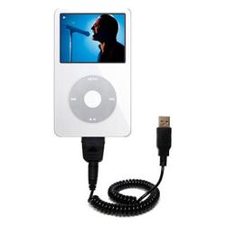 Gomadic Coiled USB Cable for the Apple iPod Video (60GB) with Power Hot Sync and Charge capabilities - Gomad