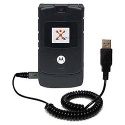 Gomadic Coiled USB Cable for the Motorola RAZR V3 with Power Hot Sync and Charge capabilities - Bran