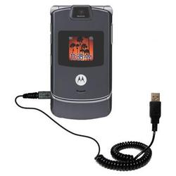 Gomadic Coiled USB Cable for the Motorola RAZR V3m with Power Hot Sync and Charge capabilities - Bra