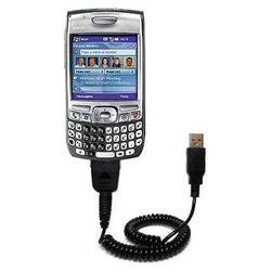 Gomadic Coiled USB Cable for the PalmOne Treo 750v with Power Hot Sync and Charge capabilities - Bra