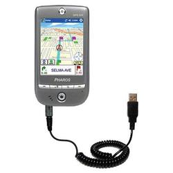 Gomadic Coiled USB Cable for the Pharos GPS 525 with Power Hot Sync and Charge capabilities - Brand