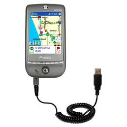 Gomadic Coiled USB Cable for the Pharos GPS 525E with Power Hot Sync and Charge capabilities - Brand