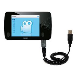 Gomadic Coiled USB Cable for the Philips GoGear SA6014/37 with Power Hot Sync and Charge capabilities - Goma