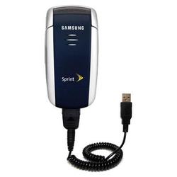 Gomadic Coiled USB Cable for the Samsung SCH-A560 with Power Hot Sync and Charge capabilities - Bran