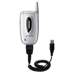 Gomadic Coiled USB Cable for the Samsung SCH-A650 with Power Hot Sync and Charge capabilities - Bran