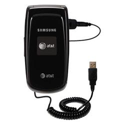 Gomadic Coiled USB Cable for the Samsung SGH-A117 with Power Hot Sync and Charge capabilities - Bran