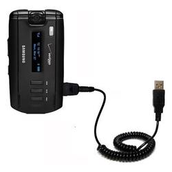 Gomadic Coiled USB Cable for the Samsung SGH-A930 with Power Hot Sync and Charge capabilities - Bran