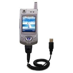 Gomadic Coiled USB Cable for the Samsung SGH-D410 with Power Hot Sync and Charge capabilities - Bran