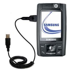 Gomadic Coiled USB Cable for the Samsung SGH-D800 with Power Hot Sync and Charge capabilities - Bran