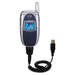 Gomadic Coiled USB Cable for the Samsung SGH-E310 with Power Hot Sync and Charge capabilities - Bran
