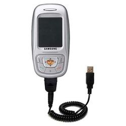Gomadic Coiled USB Cable for the Samsung SGH-E350 with Power Hot Sync and Charge capabilities - Bran