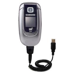 Gomadic Coiled USB Cable for the Samsung SGH-E360 with Power Hot Sync and Charge capabilities - Bran