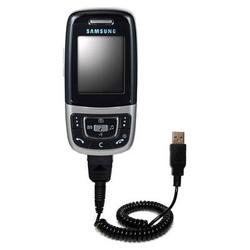 Gomadic Coiled USB Cable for the Samsung SGH-E630 with Power Hot Sync and Charge capabilities - Bran