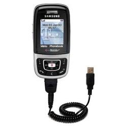 Gomadic Coiled USB Cable for the Samsung SGH-E635 with Power Hot Sync and Charge capabilities - Bran