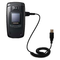 Gomadic Coiled USB Cable for the Samsung SGH-E780 with Power Hot Sync and Charge capabilities - Bran