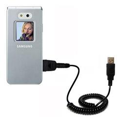 Gomadic Coiled USB Cable for the Samsung SGH-E870 with Power Hot Sync and Charge capabilities - Bran