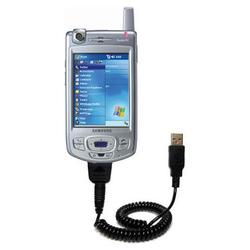 Gomadic Coiled USB Cable for the Samsung SGH-i700 with Power Hot Sync and Charge capabilities - Bran