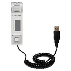 Gomadic Coiled USB Cable for the Samsung Yepp YP-U1ZW with Power Hot Sync and Charge capabilities - Gomadic