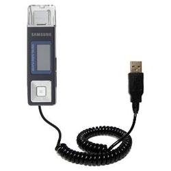 Gomadic Coiled USB Cable for the Samsung Yepp YP-U2JQB with Power Hot Sync and Charge capabilities - Gomadic