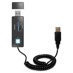 Gomadic Coiled USB Cable for the Sandisk Sansa Express with Power Hot Sync and Charge capabilities - Gomadic