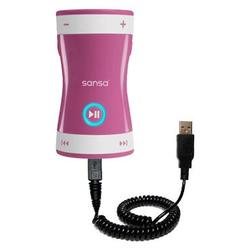 Gomadic Coiled USB Cable for the Sandisk Sansa Shaker with Power Hot Sync and Charge capabilities - Gomadic