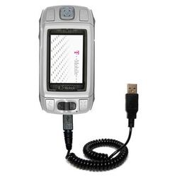 Gomadic Coiled USB Cable for the T-Mobile Sidekick with Power Hot Sync and Charge capabilities - Bra