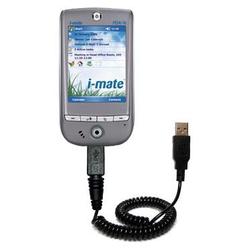 Gomadic Coiled USB Cable for the i-Mate PDA-N PPC with Power Hot Sync and Charge capabilities - Bran