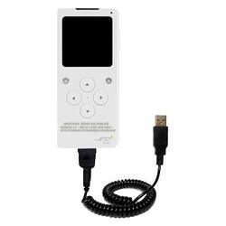 Gomadic Coiled USB Cable for the iRiver E10 with Power Hot Sync and Charge capabilities - Brand w/ T