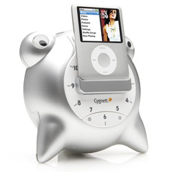 Cygnett GrooveToons - Silver Speaker & Alarm Clock System for iPod Nano