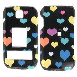 Wireless Emporium, Inc. LG Trax CU575 Black w/Colorful Hearts Snap-On Protector Case Faceplate