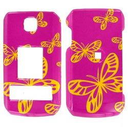 Wireless Emporium, Inc. LG Trax CU575 Hot Pink w/Glitter Butterflies Snap-On Protector Case Faceplate