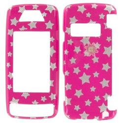 Wireless Emporium, Inc. LG Voyager VX10000 Hot Pink w/Glitter Stars Snap-On Protector Case Faceplate