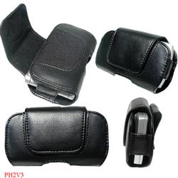 Emdcell Premium Executive Black Leather Case Pouch for Sony Ericsson J220 Cell Phone