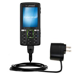 Gomadic Rapid Wall / AC Charger for the Sony Ericsson K858c - Brand w/ TipExchange Technology