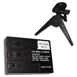 HQRP Replacement NB-3LH Li-Ion Battery for Canon PowerShot SD10, SD100 SD110, SD20, SD500, SD550 + Tripod