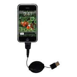 Gomadic Retractable USB Cable for the Apple iPhone with Power Hot Sync and Charge capabilities - Bra