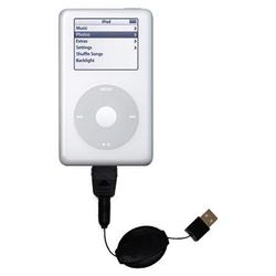 Gomadic Retractable USB Cable for the Apple iPod 4G 20GB with Power Hot Sync and Charge capabilities - Gomad
