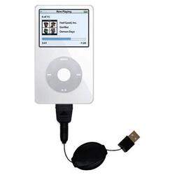 Gomadic Retractable USB Cable for the Apple iPod Video (30GB) with Power Hot Sync and Charge capabilities -