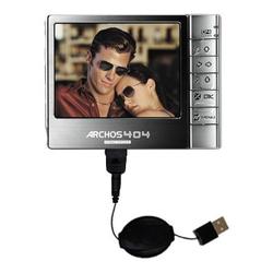 Gomadic Retractable USB Cable for the Archos 404 CAM with Power Hot Sync and Charge capabilities - B
