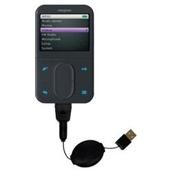 Gomadic Retractable USB Cable for the Creative Zen Vision M with Power Hot Sync and Charge capabilities - Go