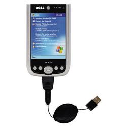 Gomadic Retractable USB Cable for the Dell Axim X50 with Power Hot Sync and Charge capabilities - Br