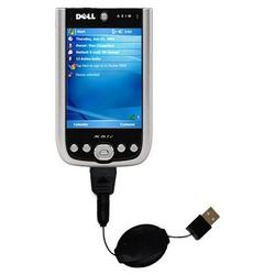 Gomadic Retractable USB Cable for the Dell Axim x51 with Power Hot Sync and Charge capabilities - Br