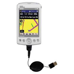 Gomadic Retractable USB Cable for the Garmin iQue M4 with Power Hot Sync and Charge capabilities - B